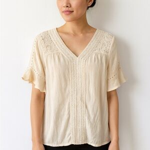Style & Co. Flutter Sleeve Cream top, Size S
